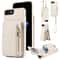 Leather Crossbody iPhone Wallet Case with Zipper Pocket & Lanyard Strap