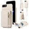 Leather Crossbody iPhone Wallet Case with Zipper Pocket & Lanyard Strap