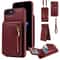 Leather Crossbody iPhone Wallet Case with Zipper Pocket & Lanyard Strap