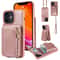 Leather Crossbody iPhone Wallet Case with Zipper Pocket & Lanyard Strap