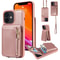 Leather Crossbody iPhone Wallet Case with Zipper Pocket & Lanyard Strap