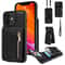 Leather Crossbody iPhone Wallet Case with Zipper Pocket & Lanyard Strap