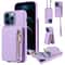 Leather Crossbody iPhone Wallet Case with Zipper Pocket & Lanyard Strap