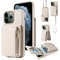 Leather Crossbody iPhone Wallet Case with Zipper Pocket & Lanyard Strap