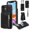 Leather Crossbody iPhone Wallet Case with Zipper Pocket & Lanyard Strap