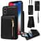 Leather Crossbody iPhone Wallet Case with Zipper Pocket & Lanyard Strap