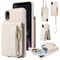 Leather Crossbody iPhone Wallet Case with Zipper Pocket & Lanyard Strap