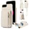 Leather Crossbody iPhone Wallet Case with Zipper Pocket & Lanyard Strap