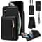 Leather Crossbody iPhone Wallet Case with Zipper Pocket & Lanyard Strap