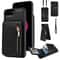 Leather Crossbody iPhone Wallet Case with Zipper Pocket & Lanyard Strap