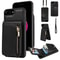 Leather Crossbody iPhone Wallet Case with Zipper Pocket & Lanyard Strap