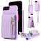 Leather Crossbody iPhone Wallet Case with Zipper Pocket & Lanyard Strap