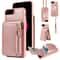 Leather Crossbody iPhone Wallet Case with Zipper Pocket & Lanyard Strap
