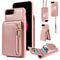 Leather Crossbody iPhone Wallet Case with Zipper Pocket & Lanyard Strap