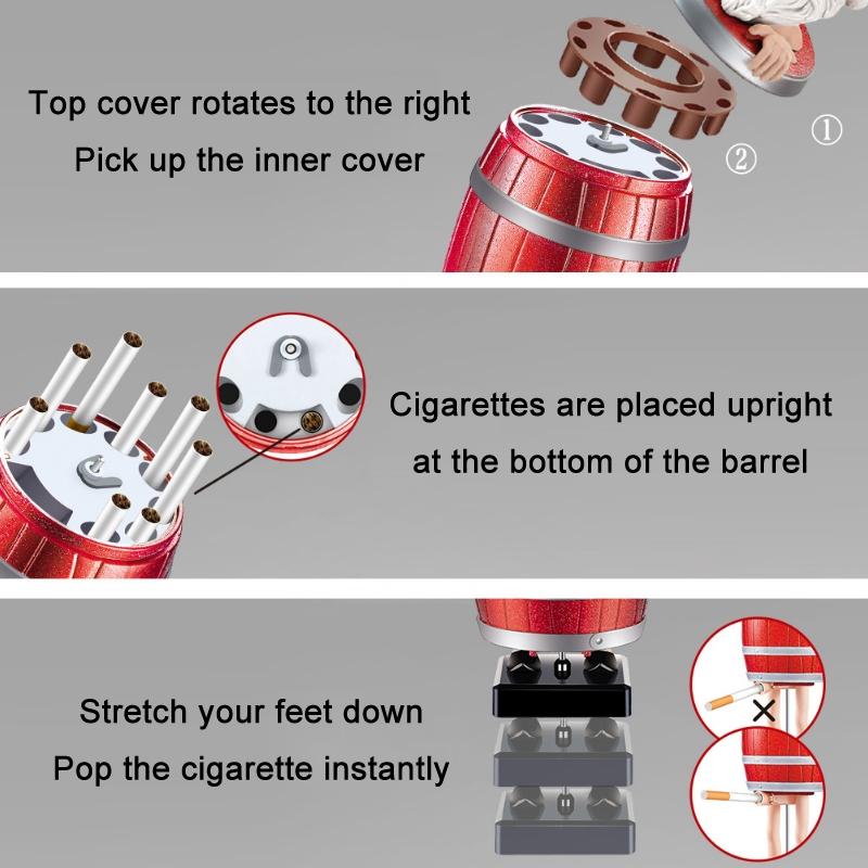 Automatic Ejection Cigarette Case Wooden Barrel Style Funny Prank Toy Gifttoy 3