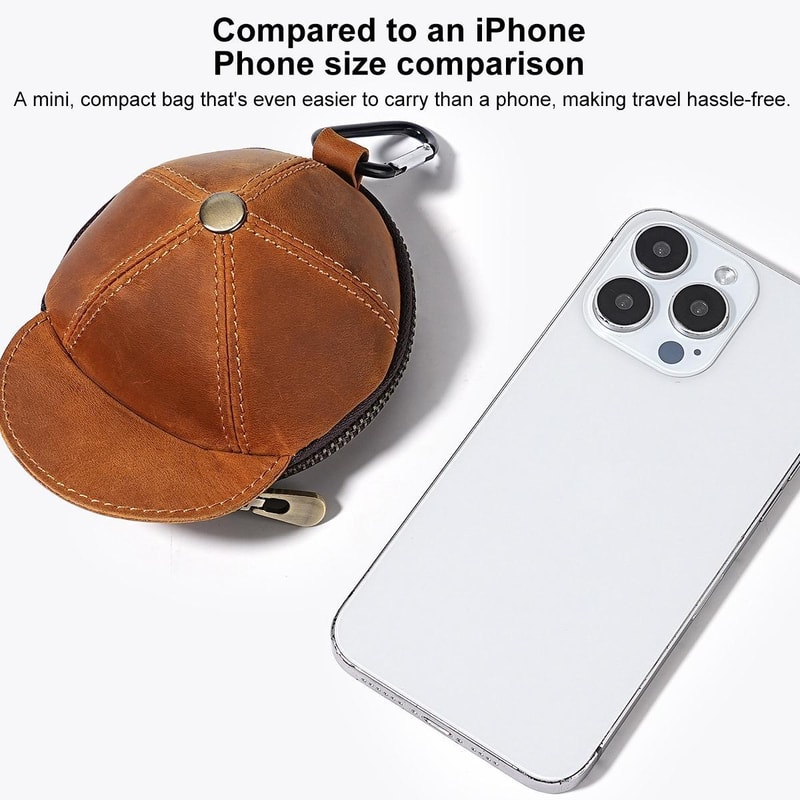 Vintage Genuine Leather Cap Coin Pouch Mini Wallet With Clip For Keys And Coins 2