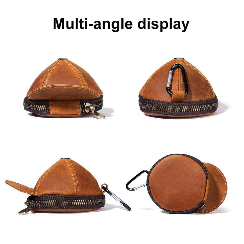 Vintage Genuine Leather Cap Coin Pouch Mini Wallet With Clip For Keys And Coins 4