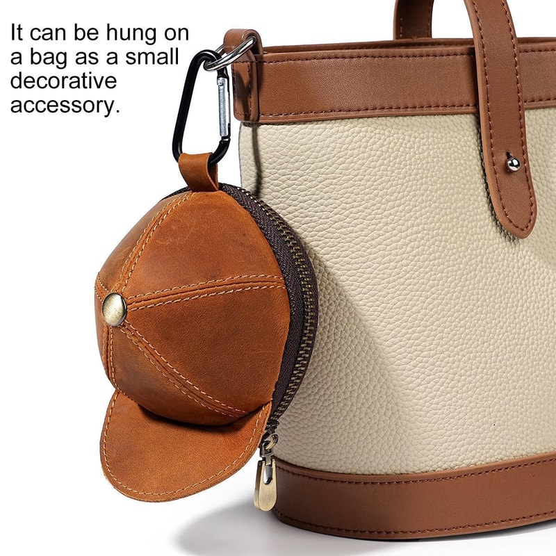 Vintage Genuine Leather Cap Coin Pouch Mini Wallet With Clip For Keys And Coins 7