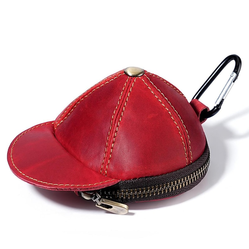 Vintage Genuine Leather Cap Coin Pouch Mini Wallet With Clip For Keys And Coins 13