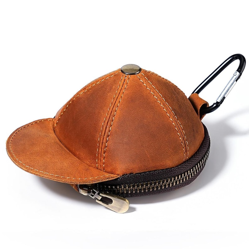 Vintage Genuine Leather Cap Coin Pouch Mini Wallet With Clip For Keys And Coins 14