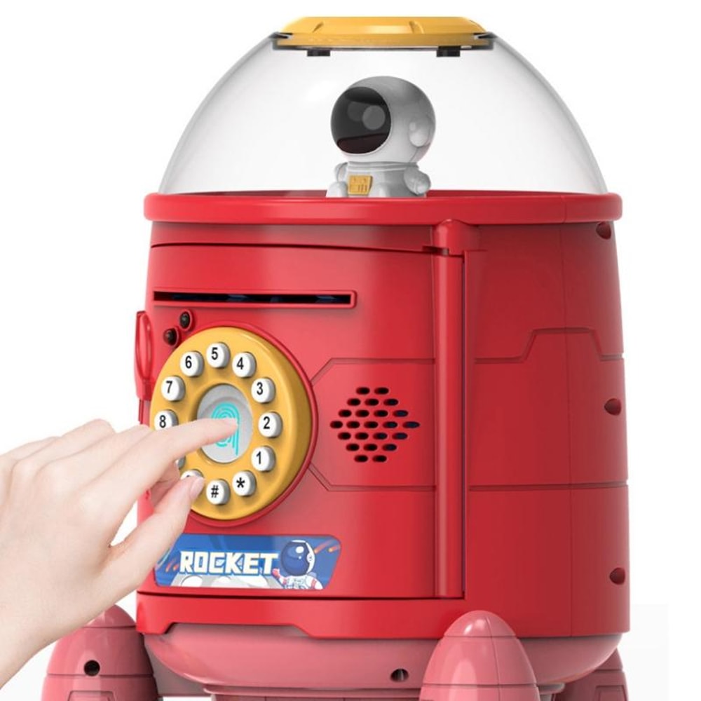 Kids Smart Rocket Piggy Bank Toy With Fingerprint Password Safe And Voice Interactive Saving Box 5