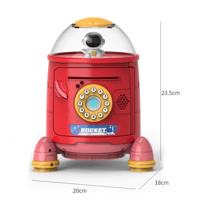 Kids Smart Rocket Piggy Bank Toy With Fingerprint Password Safe And Voice Interactive Saving Box 6