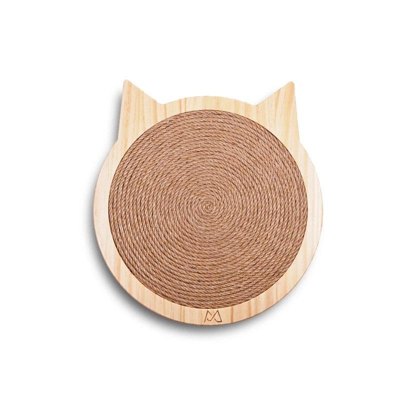 Solid Wood Cat Scratching Board with Sisal Rope Durable Cat Scratcher for Furniture Protection