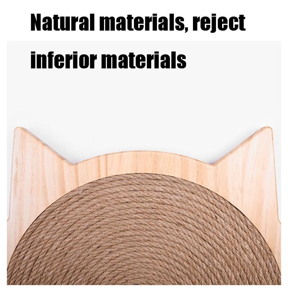 Solid Wood Cat Scratching Board with Sisal Rope Durable Cat Scratcher for Furniture Protection