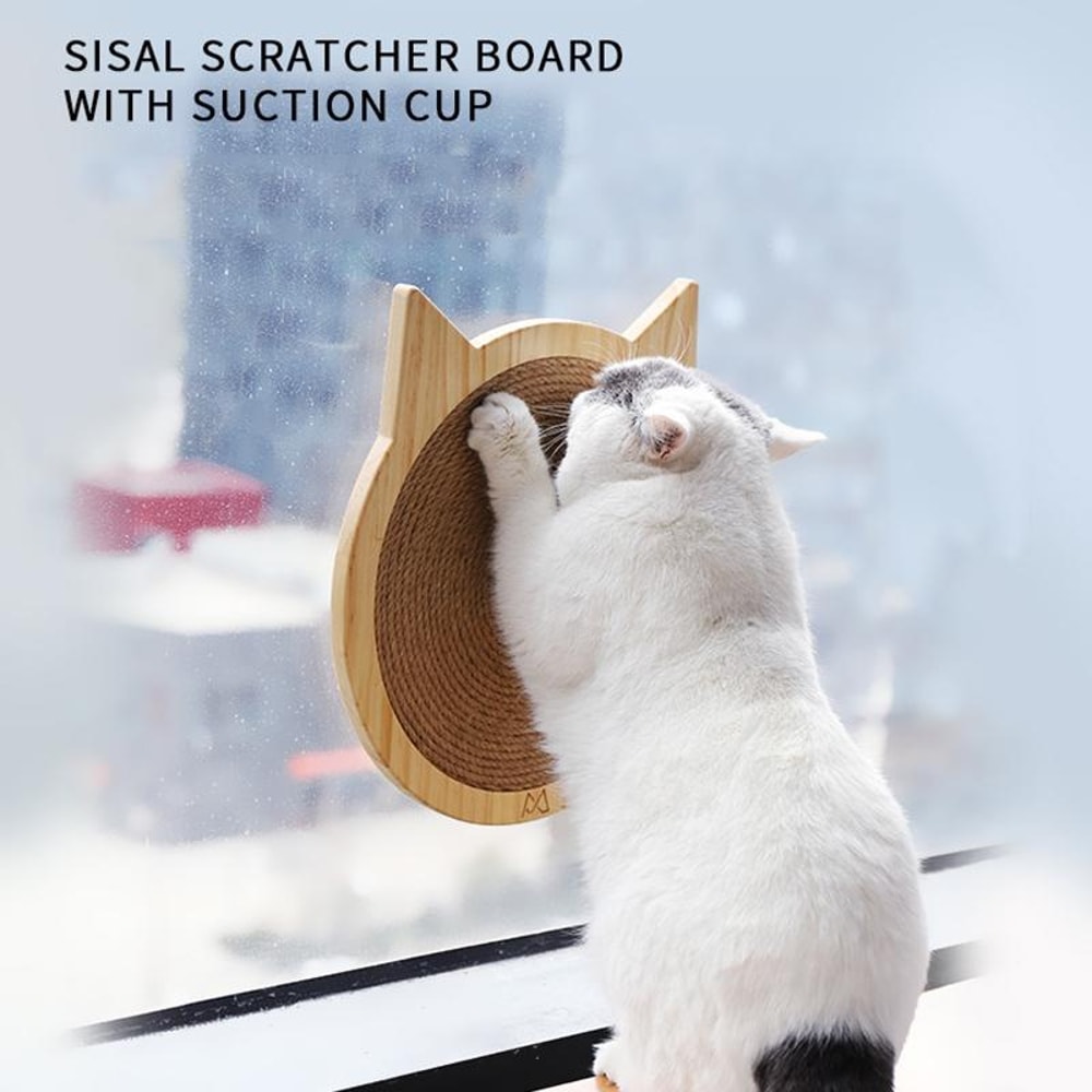 Solid Wood Cat Scratching Board with Sisal Rope Durable Cat Scratcher for Furniture Protection