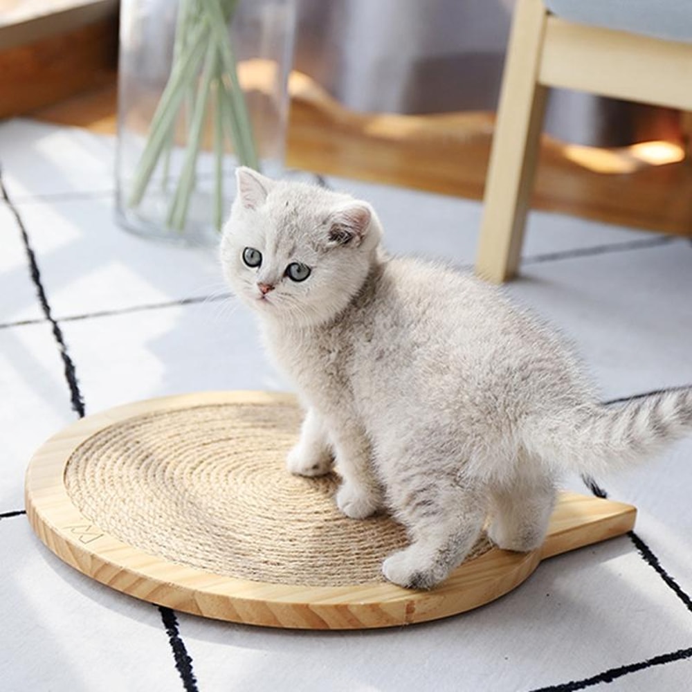 Solid Wood Cat Scratching Board with Sisal Rope Durable Cat Scratcher for Furniture Protection