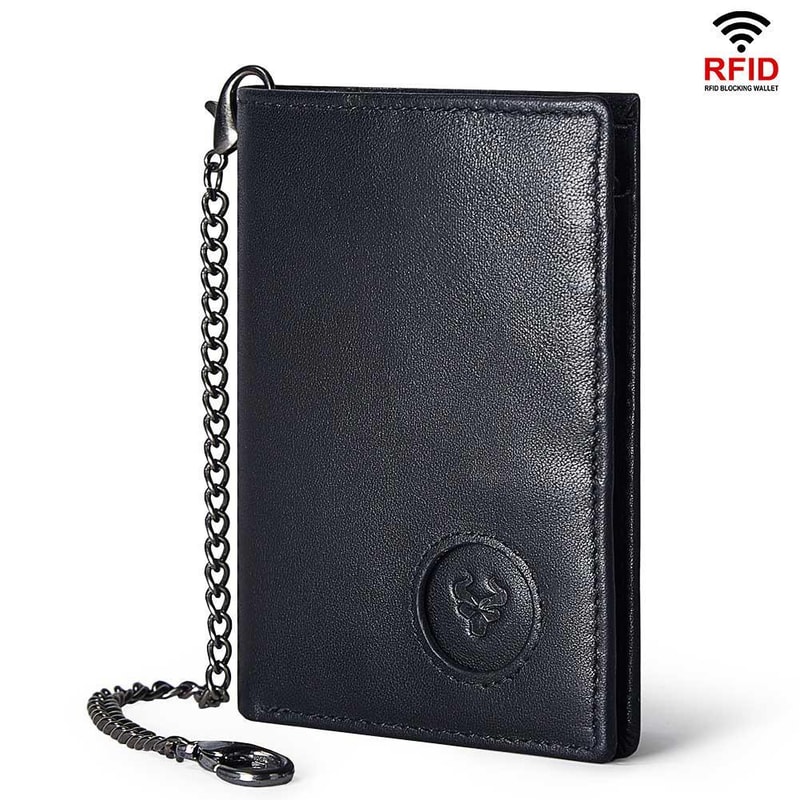 RFID Blocking AirTag Wallet Leather Card Holder With PullOut Slots Tracker Pocket 0