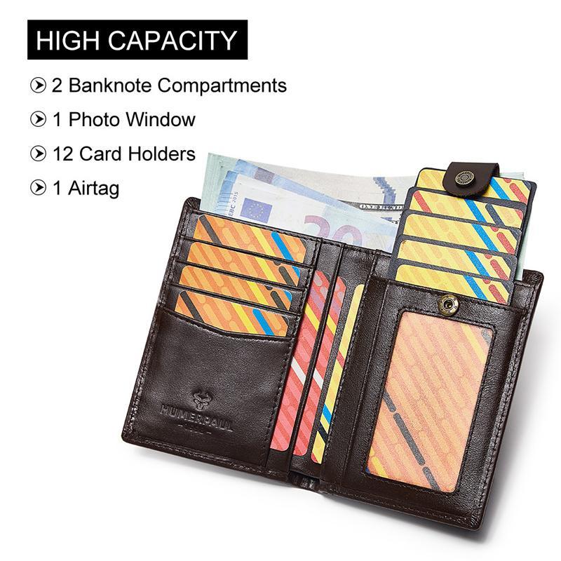 RFID Blocking AirTag Wallet Leather Card Holder With PullOut Slots Tracker Pocket 1