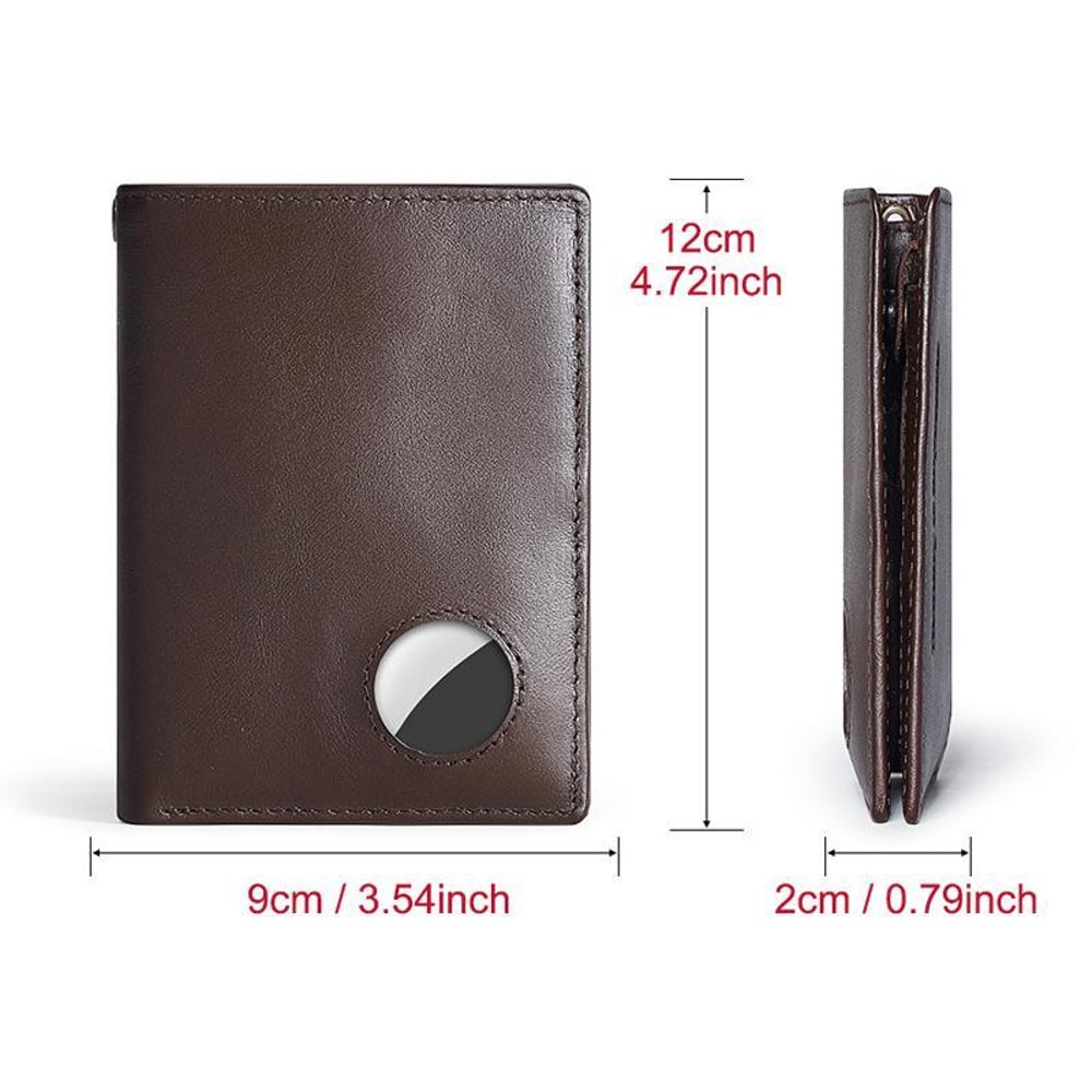 RFID Blocking AirTag Wallet Leather Card Holder With PullOut Slots Tracker Pocket 2
