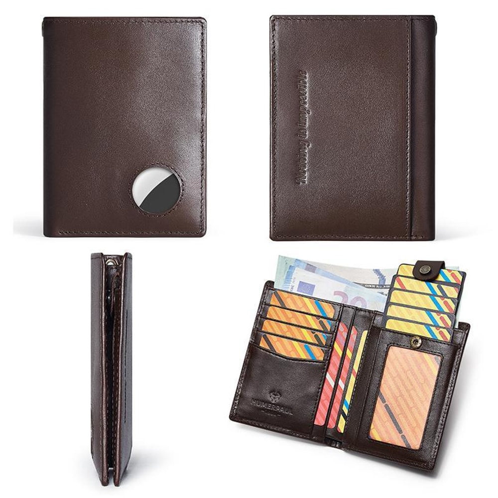 RFID Blocking AirTag Wallet Leather Card Holder With PullOut Slots Tracker Pocket 3