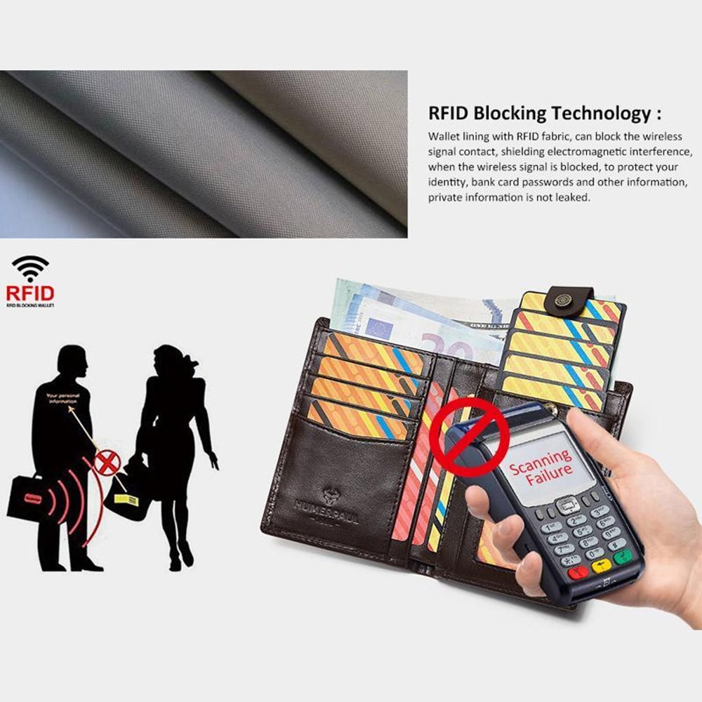 RFID Blocking AirTag Wallet Leather Card Holder With PullOut Slots Tracker Pocket 5