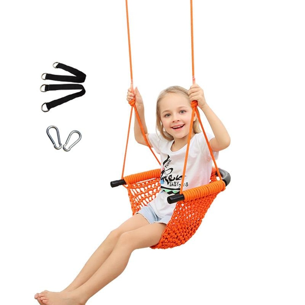 Kids Hanging Swing Chair Indoor Outdoor Adjustable Garden Swing for Children