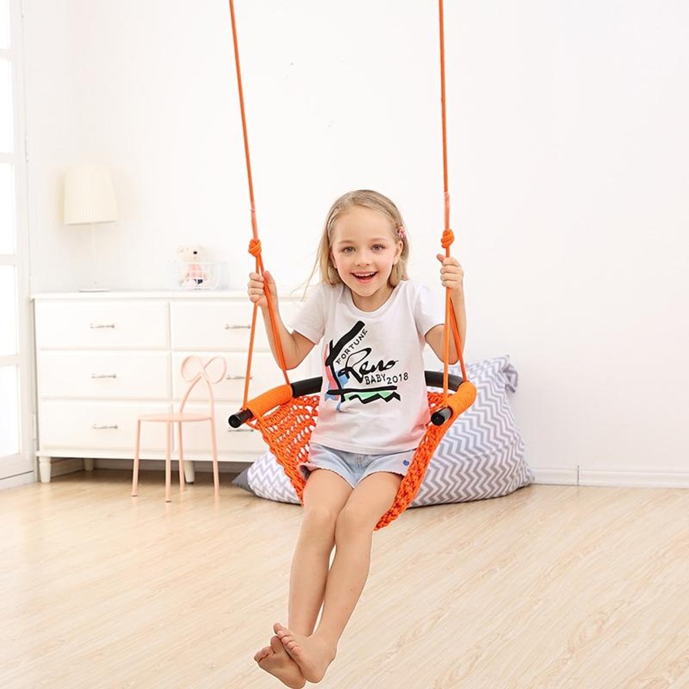Kids Hanging Swing Chair Indoor Outdoor Adjustable Garden Swing for Children