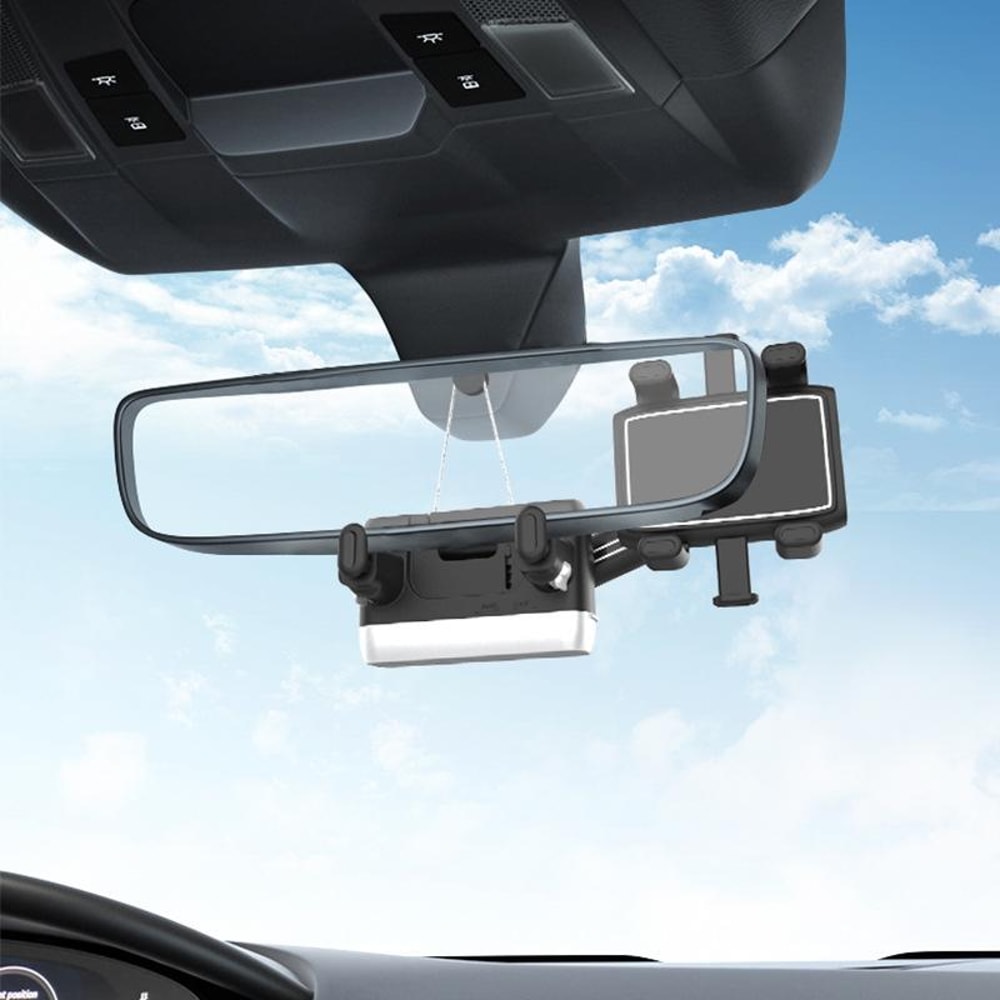 Rotatable Retractable Rearview Mirror Phone Holder For Car Safe Driving Mount 2