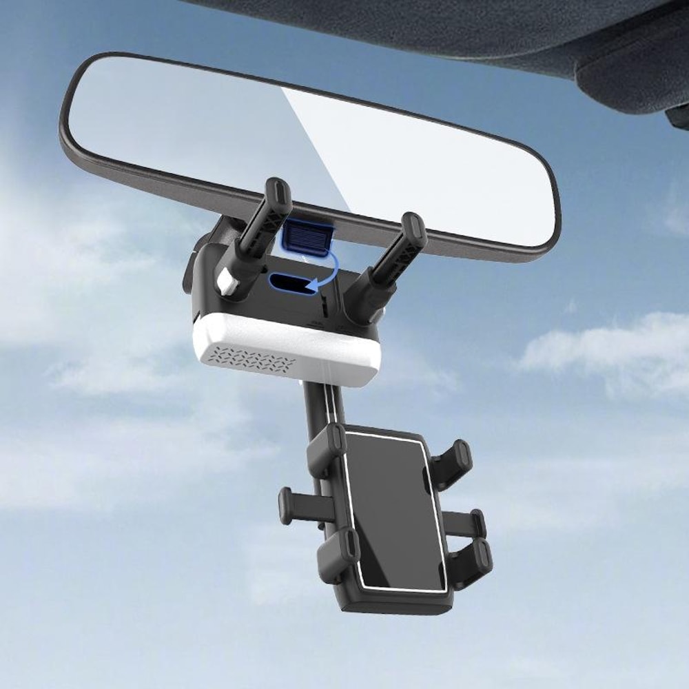 Rotatable Retractable Rearview Mirror Phone Holder For Car Safe Driving Mount 3