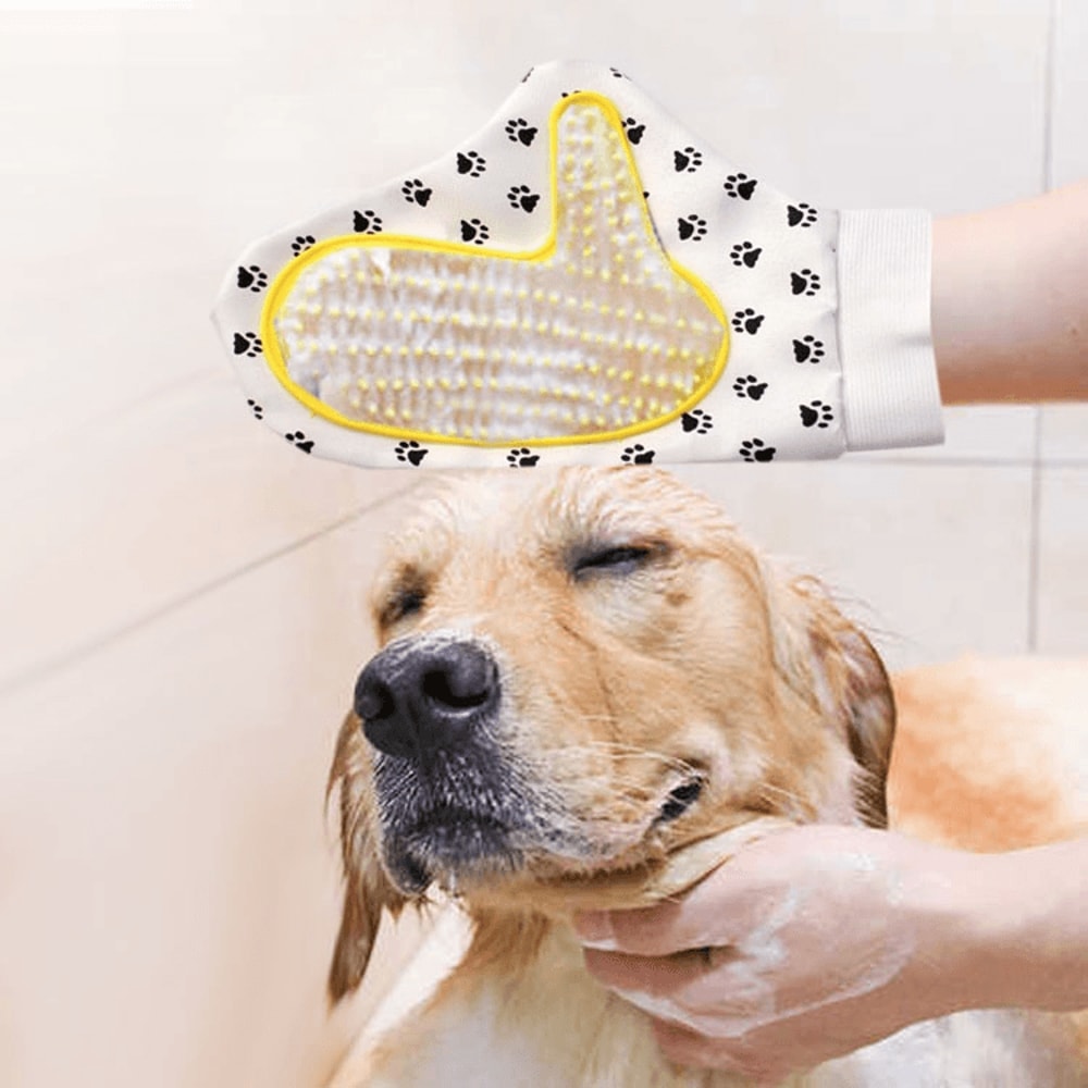 Silicone Pet Bath Massage Brush Gloves For Dogs Cats Gentle Grooming Deep Clean 1