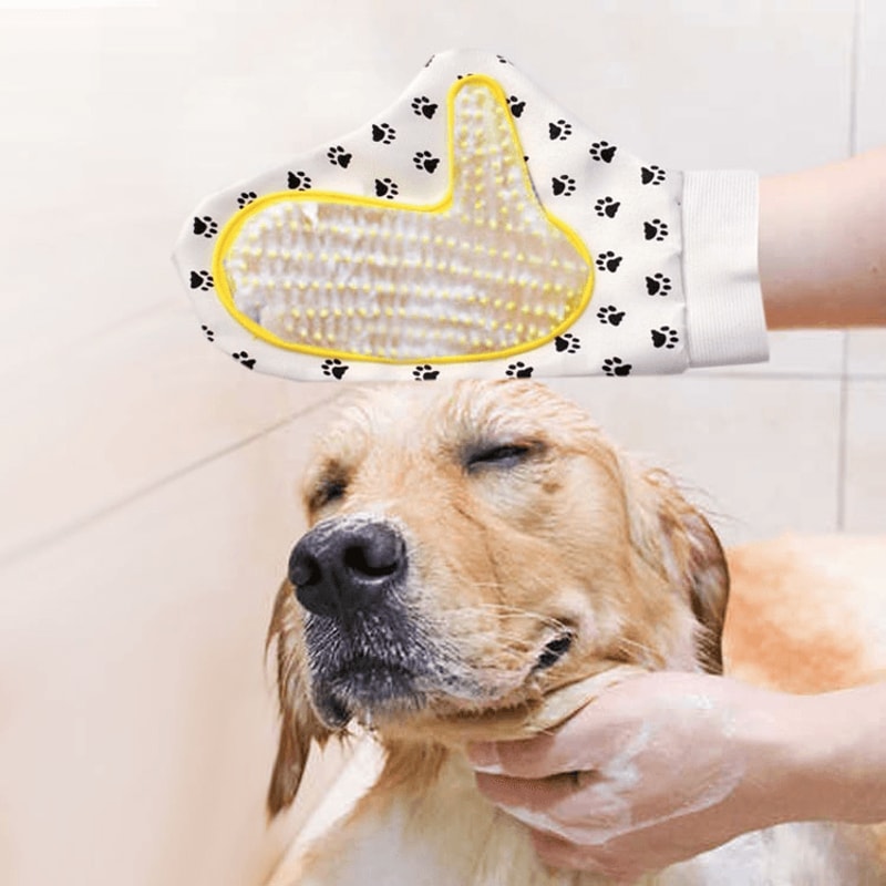Silicone Pet Bath Massage Brush Gloves For Dogs Cats Gentle Grooming Deep Clean 1