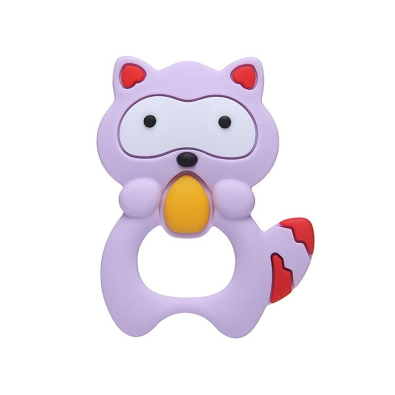 Baby Raccoon Silicone Teething Toy Rattle Safe BPA Free Teether For Infants 1