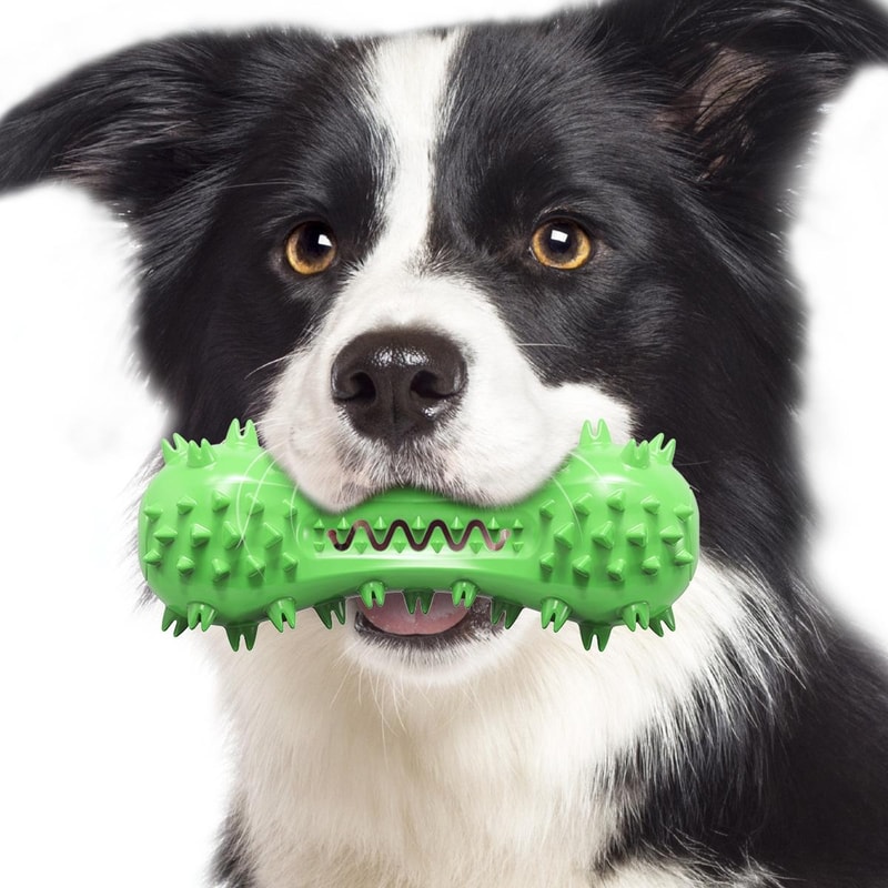 Interactive Dog Chew Toy Dental Cleaning Bone For Aggressive Chewers With Squeaker 7