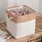 Collapsible Linen Storage Basket Cube, Large Capacity Fabric Organizer Bin with Handles