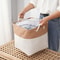 Collapsible Linen Storage Basket Cube, Large Capacity Fabric Organizer Bin with Handles