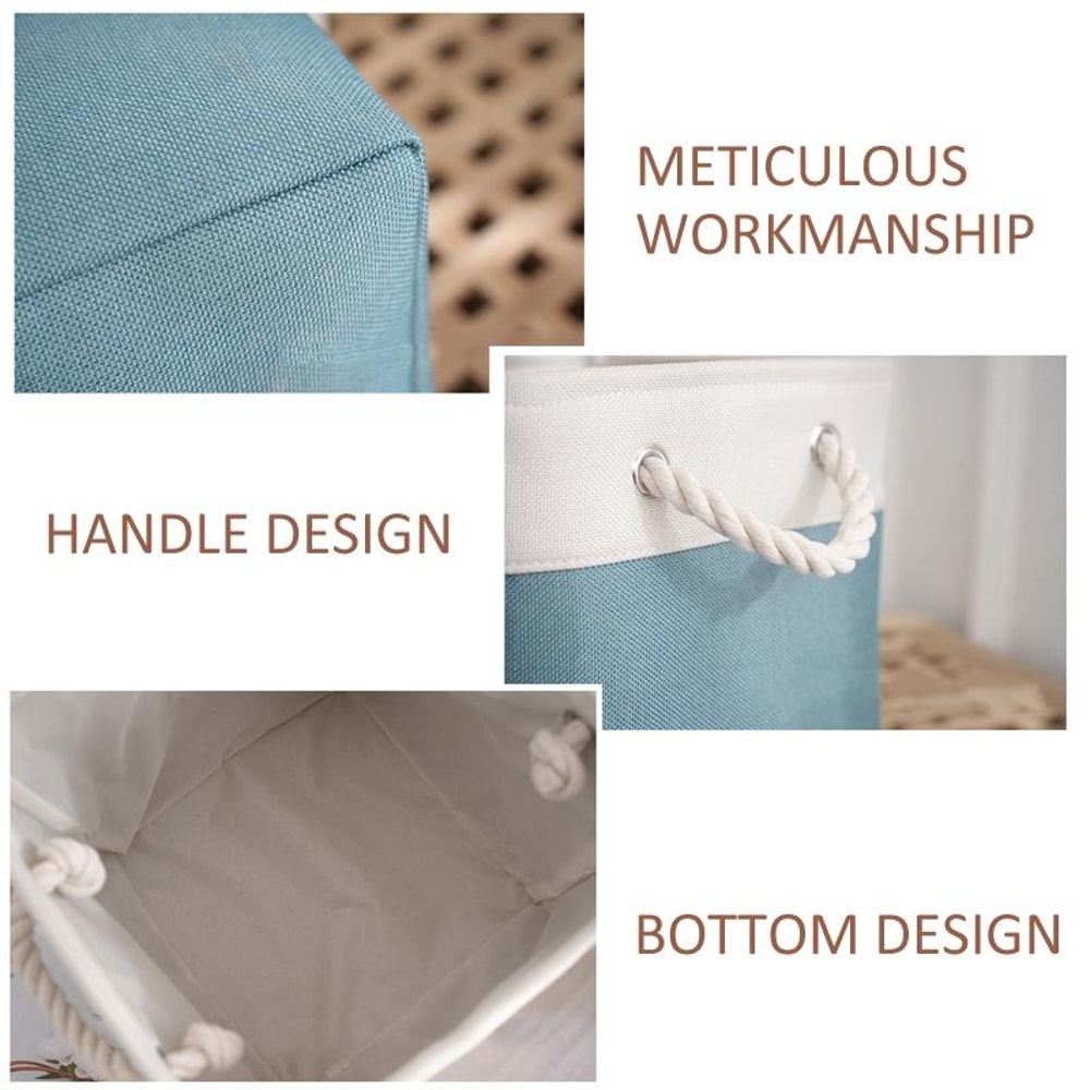 Collapsible Linen Storage Basket Cube, Large Capacity Fabric Organizer Bin with Handles