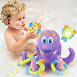octopus ring toss baby bath toy, interactive kids water toy set for toddlers