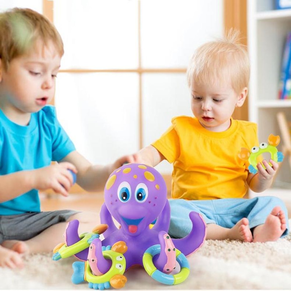 Octopus Ring Toss Baby Bath Toy, Interactive Kids Water Toy Set for Toddlers