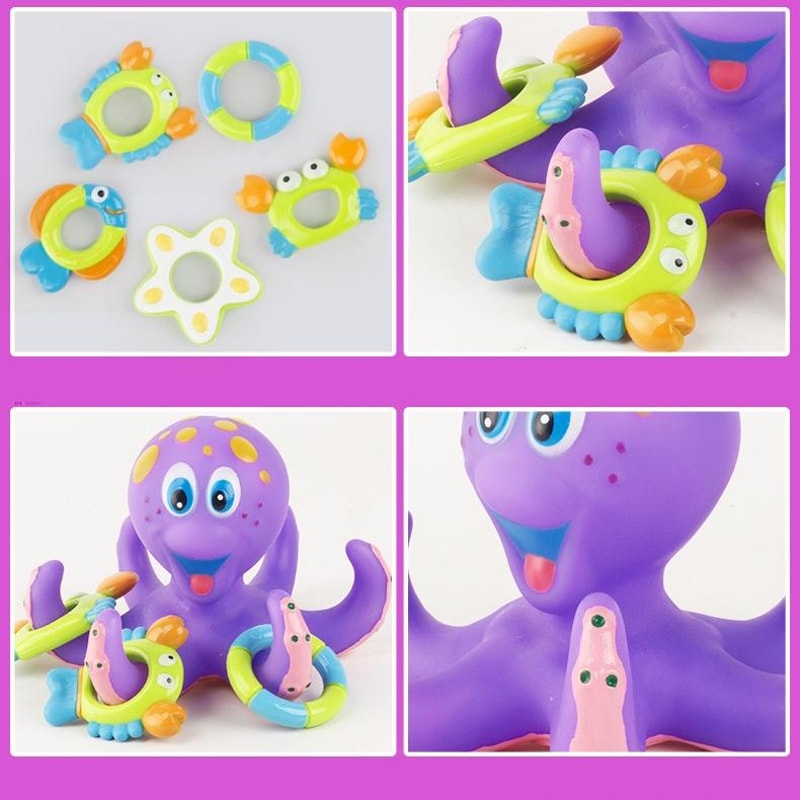 Octopus Ring Toss Baby Bath Toy, Interactive Kids Water Toy Set for Toddlers
