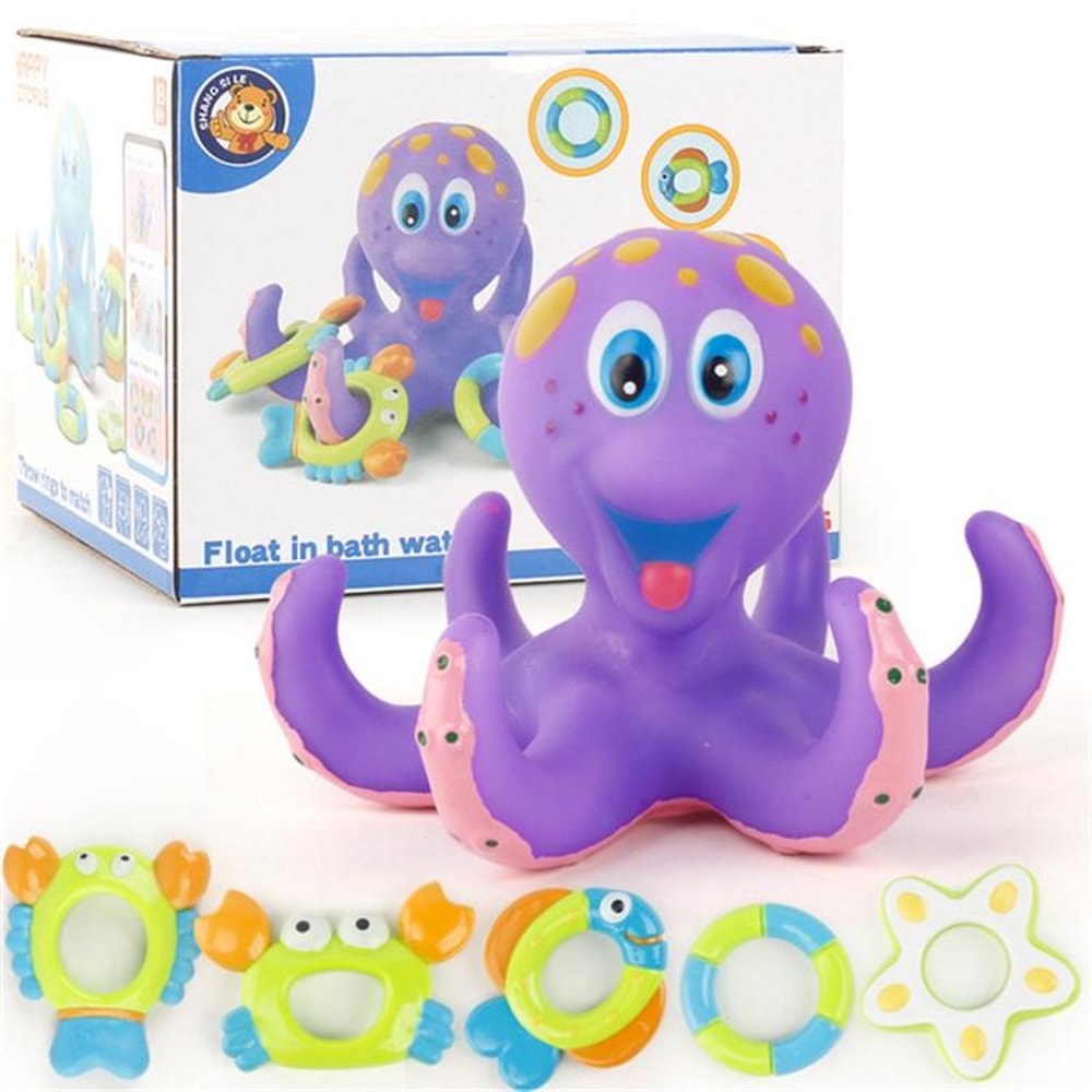 Octopus Ring Toss Baby Bath Toy, Interactive Kids Water Toy Set for Toddlers